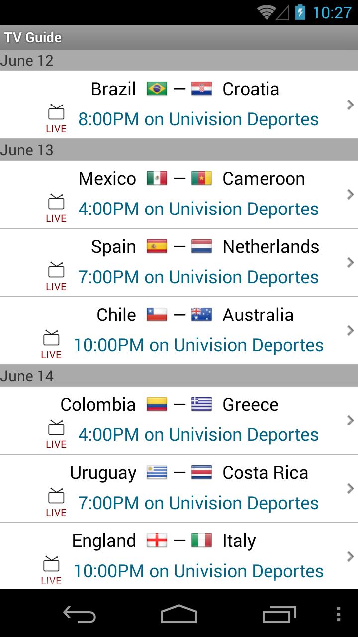 World Cup 2014 TV Guide